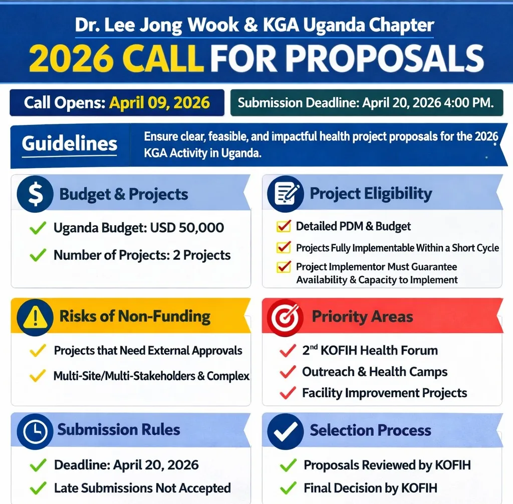 Dr. Lee Jong Wook & KGA Uganda Chapter 2026 CALL FOR PROPOSALS