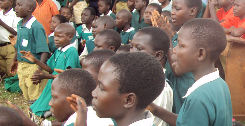 Pupils in a local school listen to one of their own campaigning for prefect
