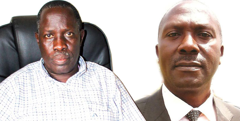 Mpigi mayor Charles Kyasanku (L) and Mpigi mayor contender 2016 Richard Ssenoga