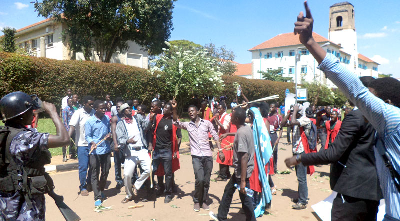 Students of Makerere University striking