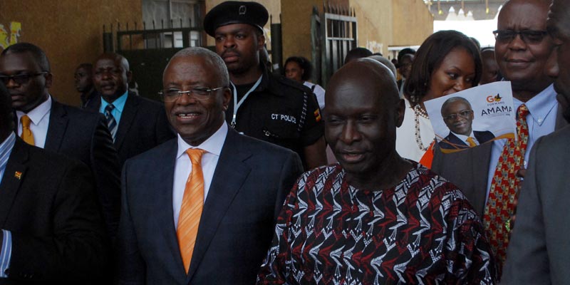 Amama Mbabazi walks into Namboole with supporters to get nominated
