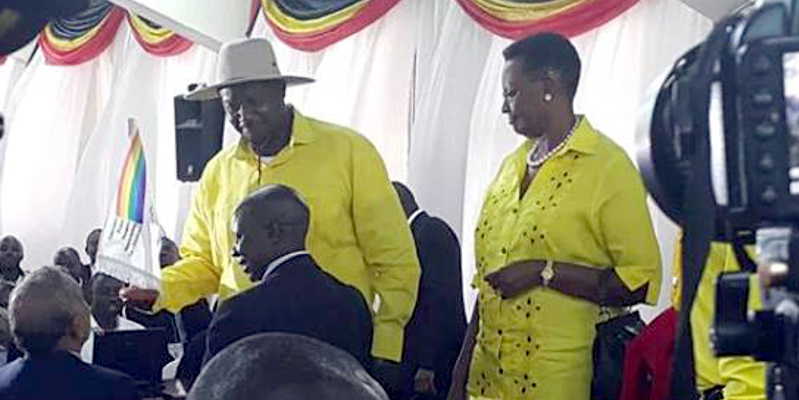 President Museveni was handed a white flag at Namboole after securing nomination for 2016 presidential bid