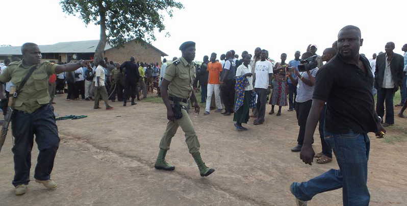 FDC supporters being chased away by Police and Oulanyah's guards