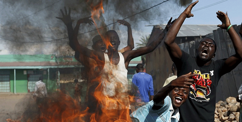 Burundi people protesting against Politicians