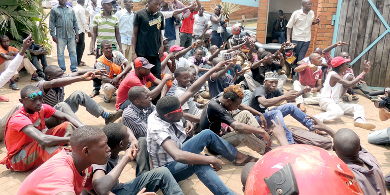 Besigye's supporters protest the results after the results were declared