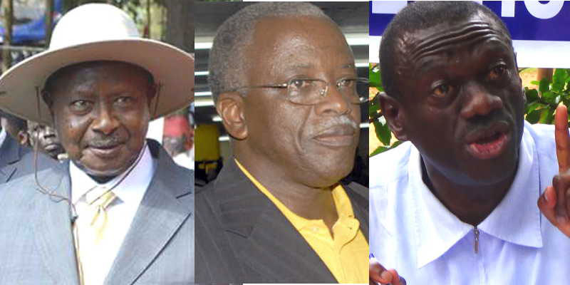 Presidential candidates Yoweri Museveni, Amama Mbabazi and Kiiza Besigye