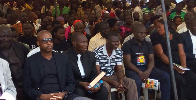 Dhaira's burial brought together arch rivals Igeme Nabeta (in glasses) and Paul Mwiru (in black T-shirt)