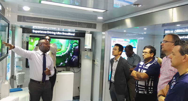 Director Strategic Partnership and New Technologies Bello Mousa demonstrating for guests 