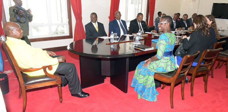 President Museveni with the IMF boss (In blue dress) recently