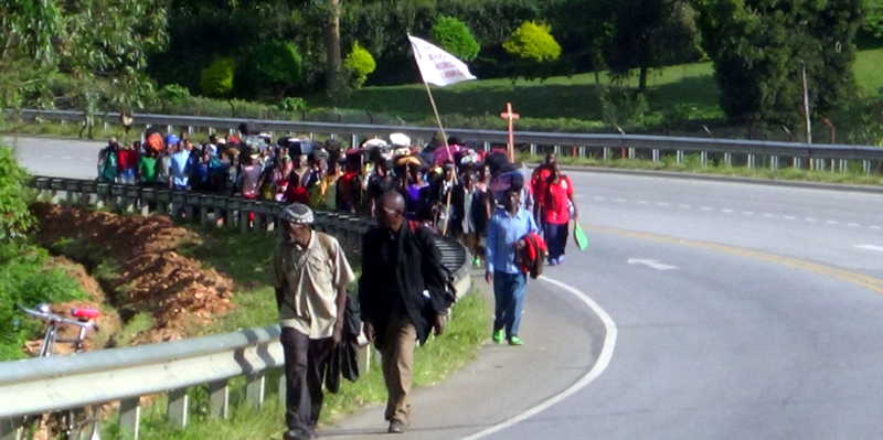 Pilgrims from Kabale walking for sacrifice