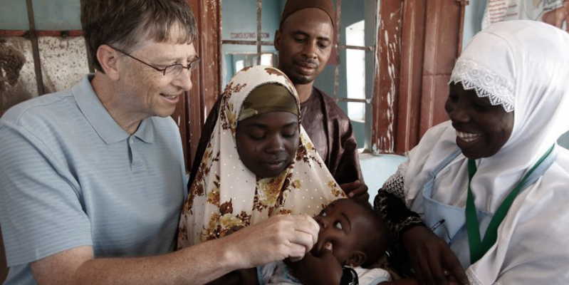 Bill Gates pictured immunizing children in Africa. His philanthropic work has helped provide essential vaccines to millions of Africa's children