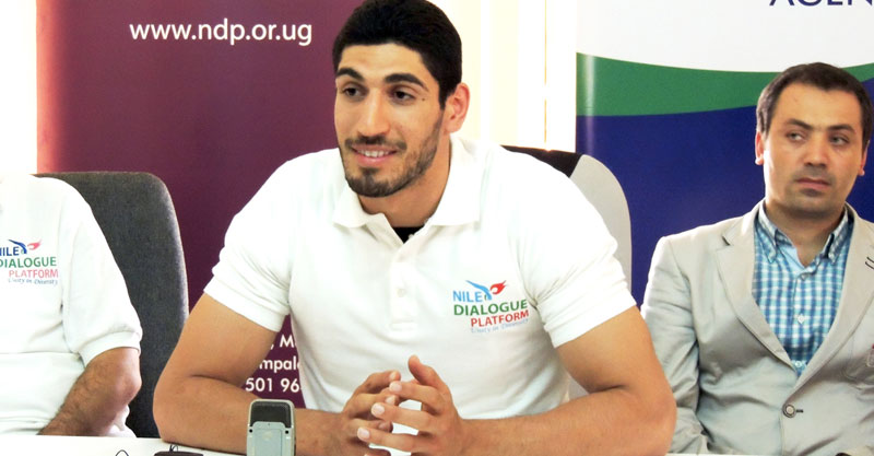 Enes Kanter while talking to the press