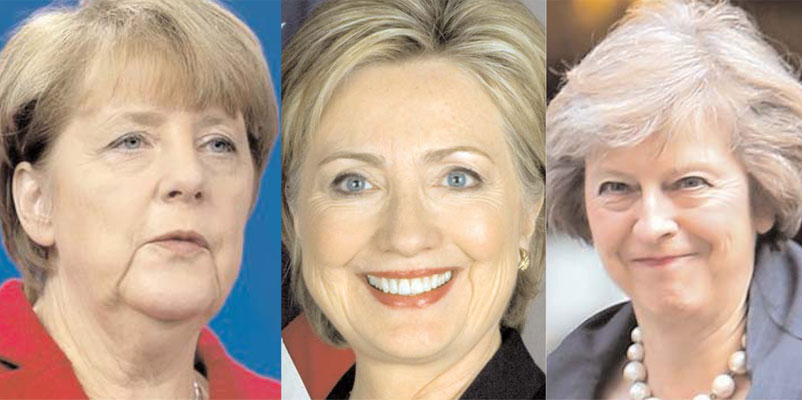 POWERFUL WOMEN: German's Angela Merkel, America's Hillary Clinton and Britains Theresa May
