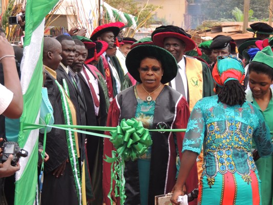 Minister For Kampala Capital City Authority Betty Olive Namisango Kamya leading the Convocation. (Photo by Gabriel Buule