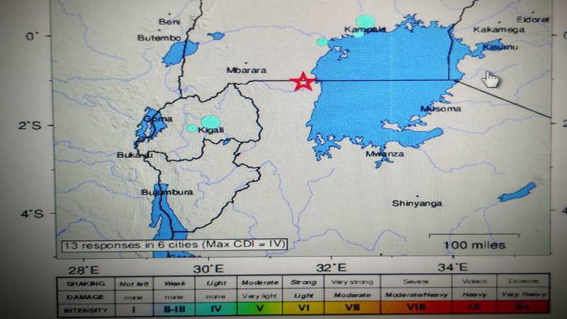 Red star shows Epicentre of the Earthquake at Bukoba