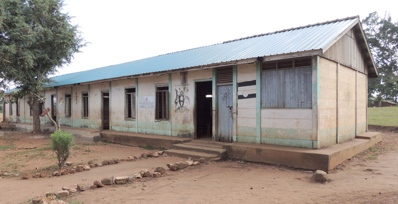 A dilapidated building with new iron sheets donated by MTN