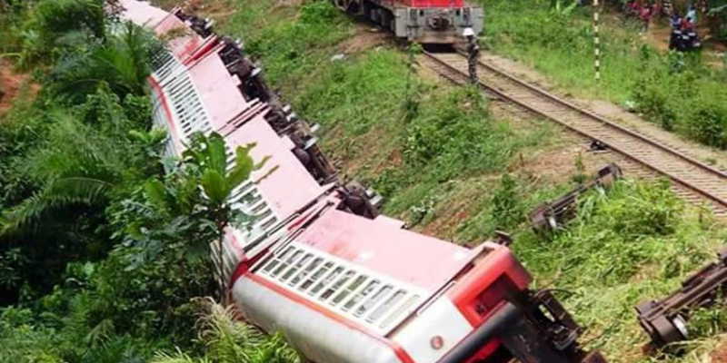 Wagons of the Cameroon train that derailed killing 55 people