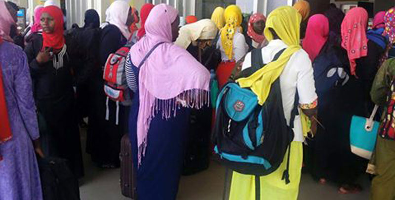 A group of domestic workers heading for the Middle East