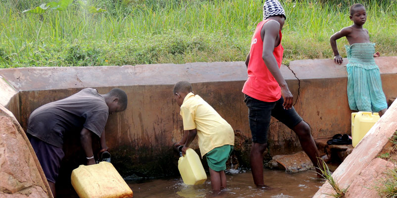 Children fetching water from a protected stream