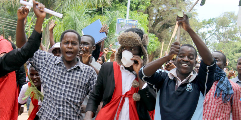 Striking Makerere University students