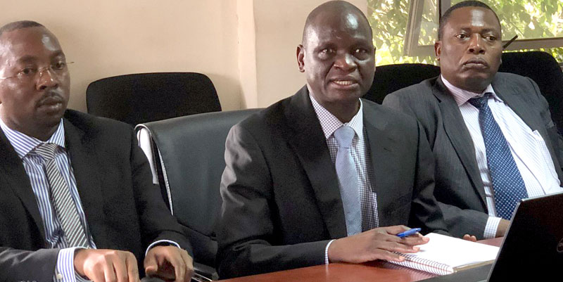 Executive Director Uganda Cancer Institute Dr. Jackson Oryma addressing journalists at media breasfast meeting recently