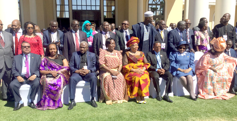 Speaker of Parliament, Rebecca Kadaga in a group photo with legislators