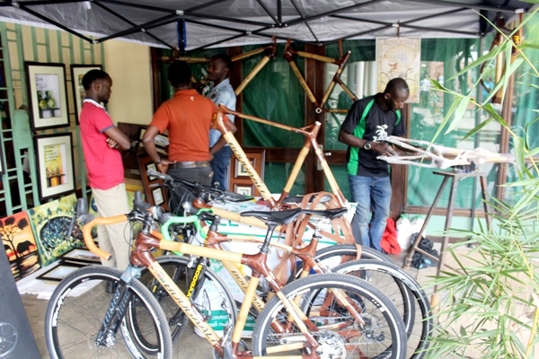 Kasooma working on his BAmboo Frames and the finished bikes