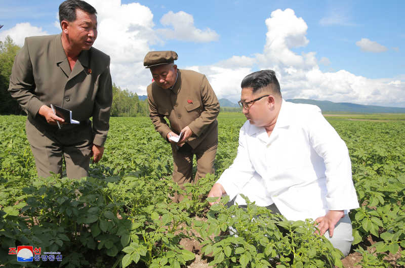 Supreme Leader Kim Jong Un inspects Junghung Farm in Samjiyon County. July, Juche107 (2018)