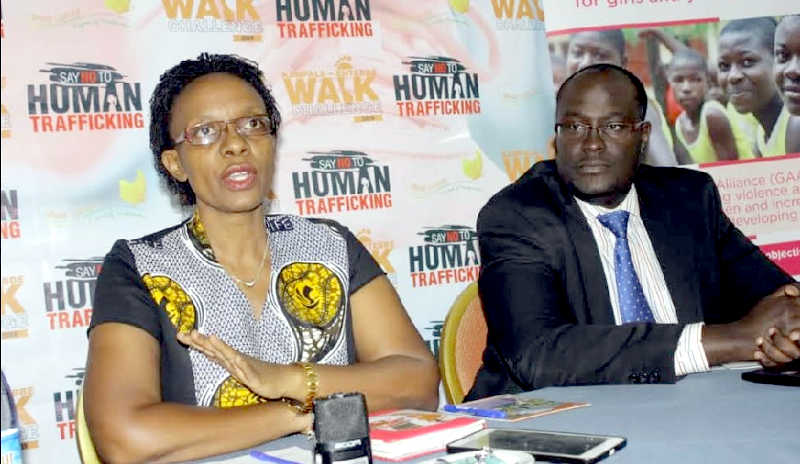 Annette Kirabira of Rahab Uganda and Damon Wamara of Dwelling Places at the news conference