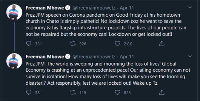 Freeman Mbowe tweet