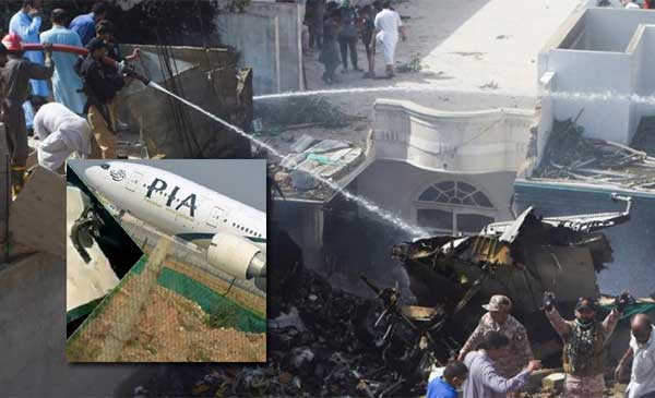 The crash scene of a Pakistan aircraft that happened in a residential area killing dozens