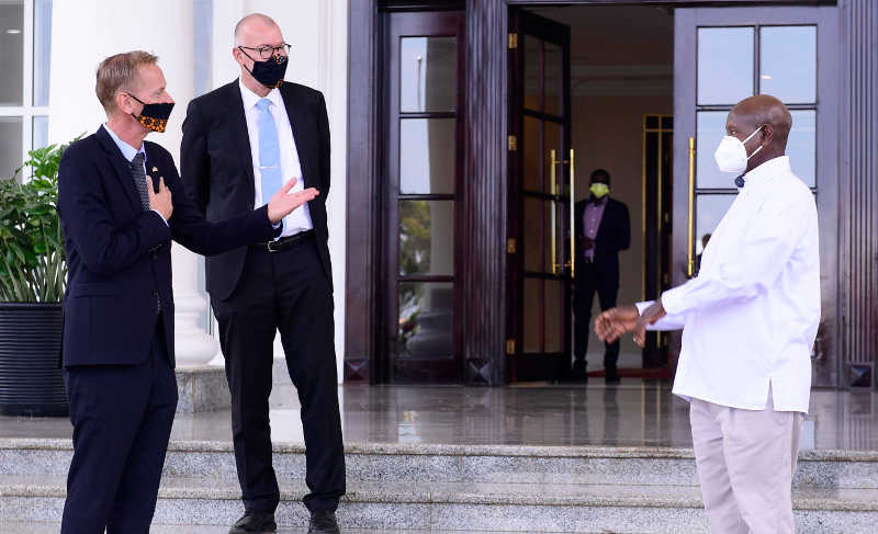 Danish Ambassador together with Delegation meet HE Museveni at SHE