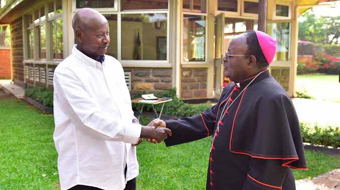 President Museveni with the late Archbishop Lwanga in one of their meetings