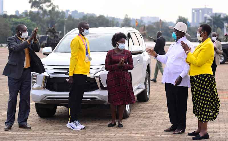 Museveni rewarding Joshua Cheptegei with a brand new luxury vehicle Mitsubishi car