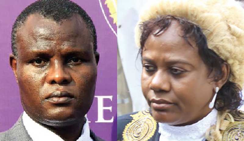 (Left to Right) Justices Muzamiru Kibeedi and Elizabeth Musoke