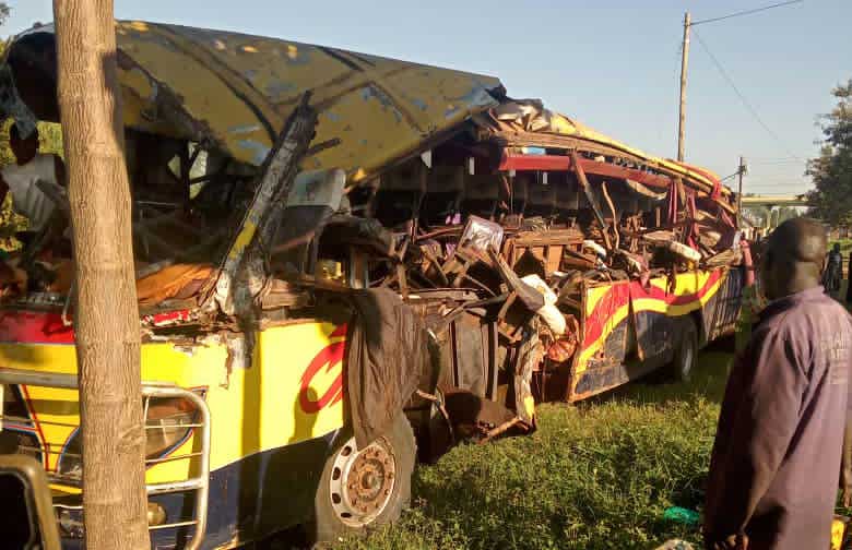 The unsightly wreckage of what used to be Roblyn bus than killed 19 people and left more than 20 injured