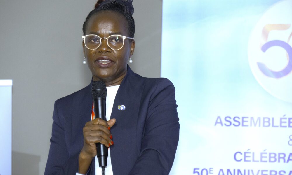 Newly appointed AADFI Chairperson, Dr. Patricia Ojangole speaks during the 51st Ordinary General Assembly of AADFI, at the Sofitel Hotel Ivoire in Abidjan, Côte d’Ivoire.