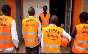 Picture: Ricky training some of SafeBoda’s first riders at the company’s first office in 2014.