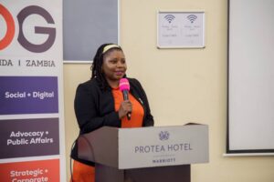 Irene Nakasiita, President- Public Relations Association of Uganda(PRAU) during her speech at the ESG Summit.